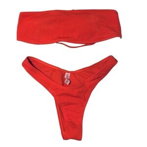 Zaful S cherry halter French cut beachy bikini